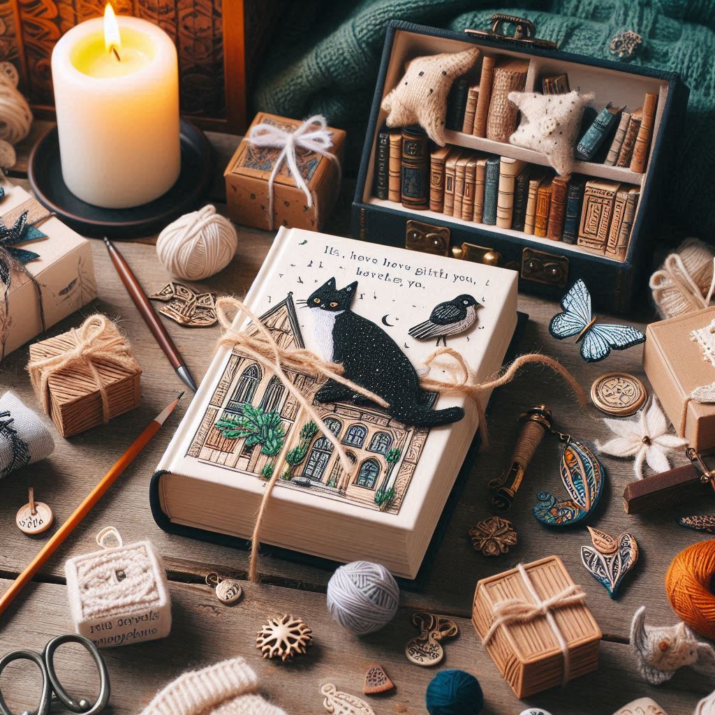 Kitapseverler için el yapımı ürünler; ayraçlar, kitap kılıfları ve edebi temalı dekorlar.