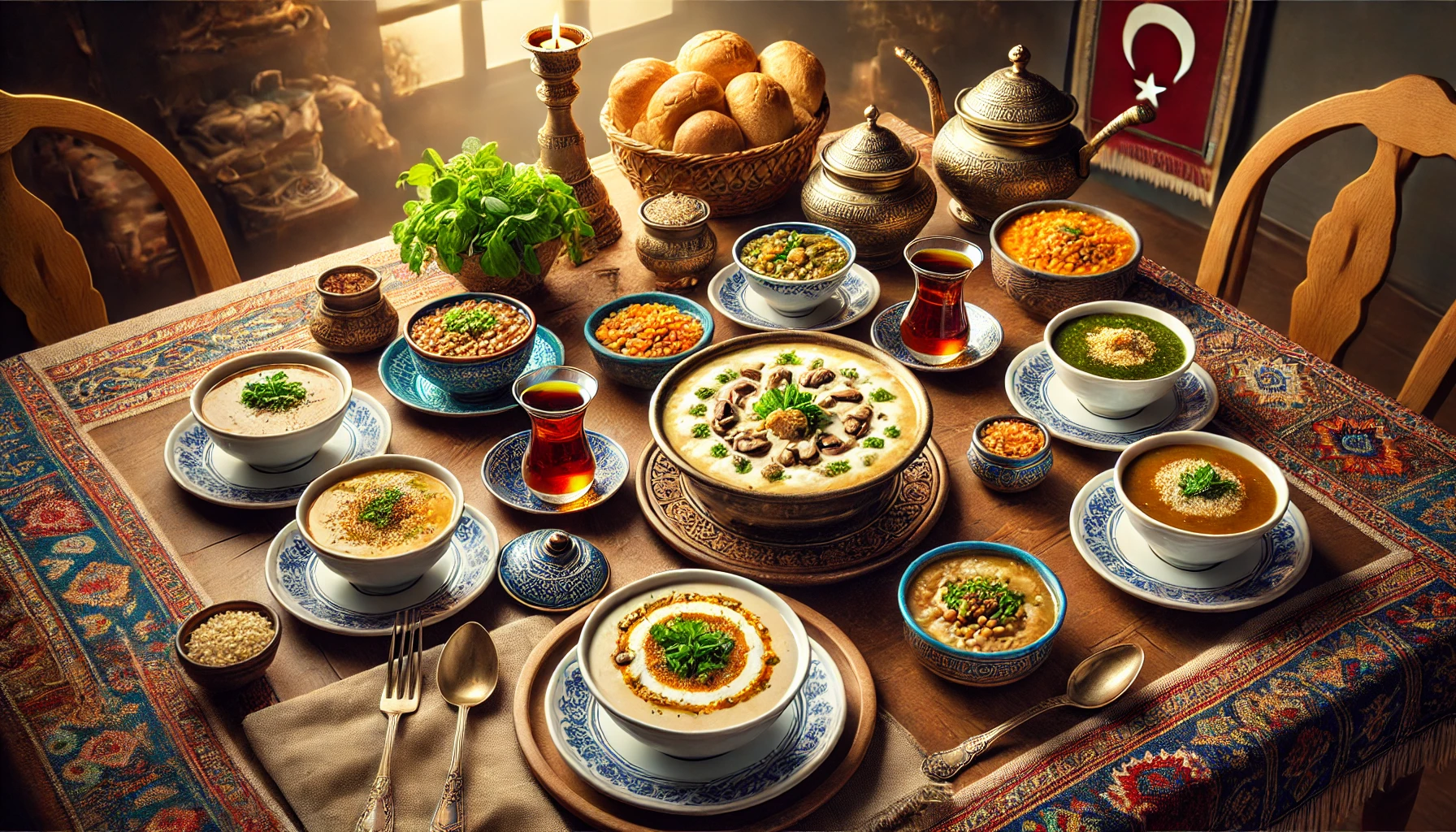 Hünkar Beğendi yanında çorba servisi