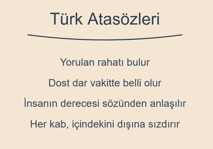 Türk atasözleri kaligrafik tipografi illüstrasyonu