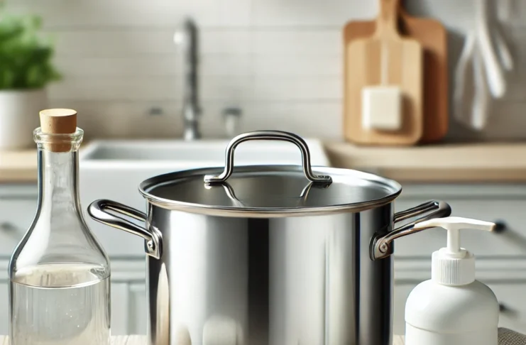 Alüminyum kap temizliği için sirke ve sabun kullanımı.