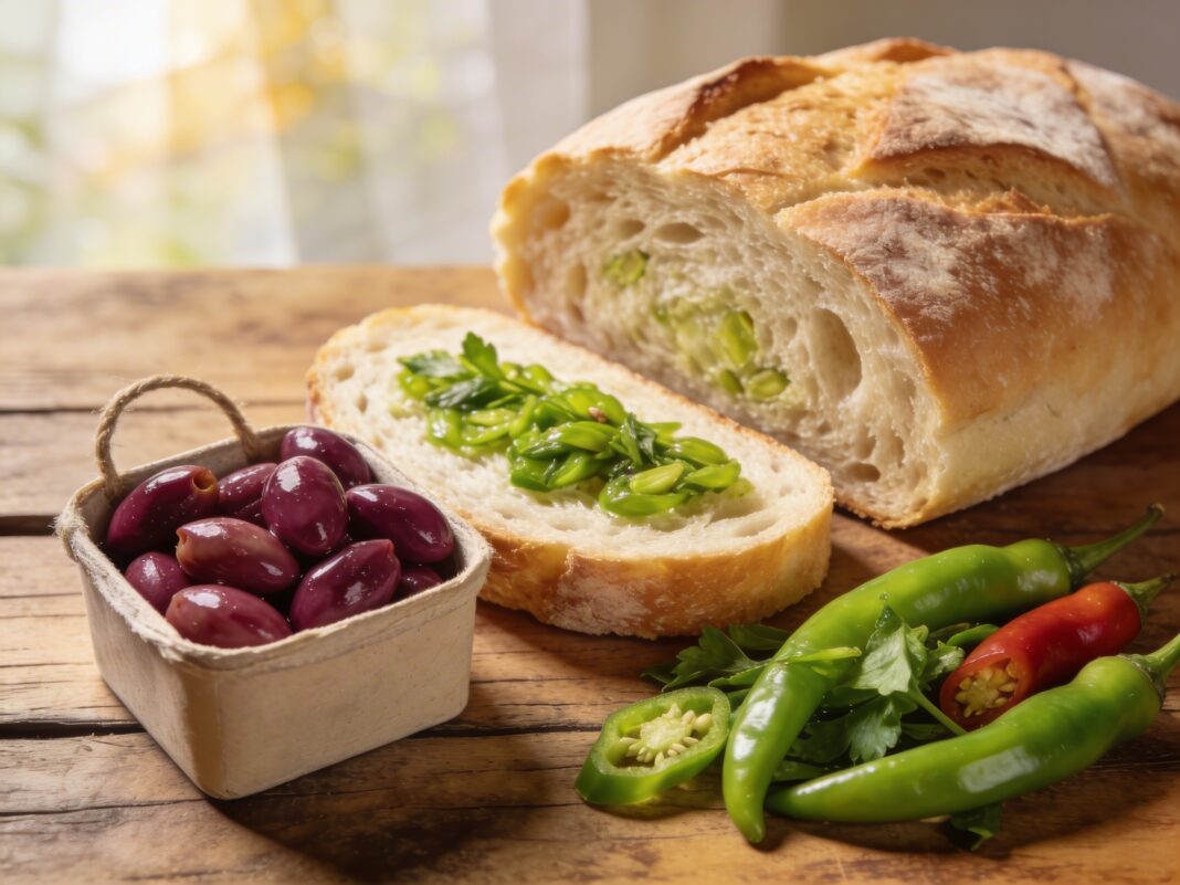 Karabuğday Ekmeği Bağırsağa İyi Gelir mi? Dilimlenmiş karabuğday ekmeği ve yanında karabuğday taneleri, ahşap yüzey üzerinde